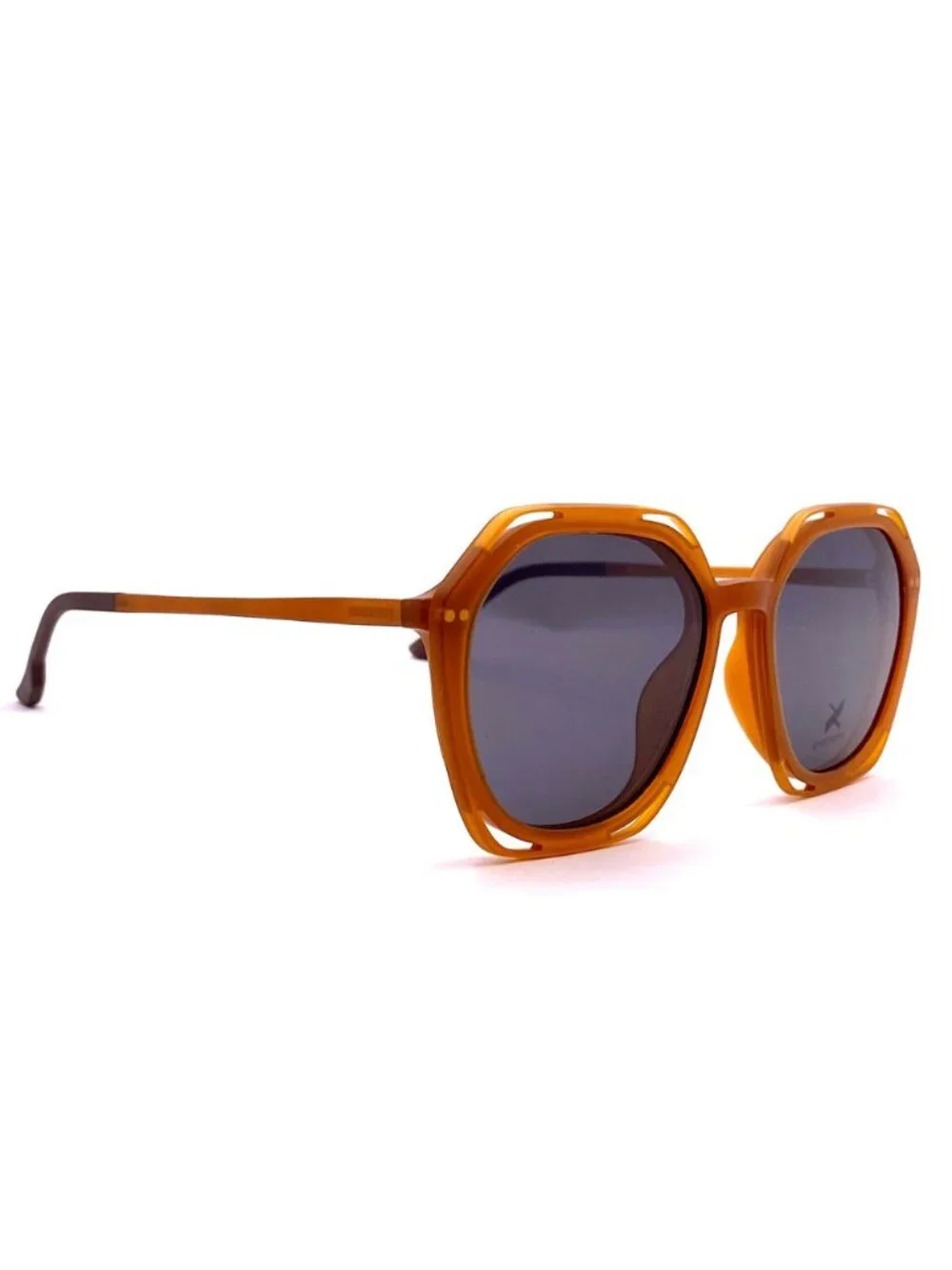 Eyecroxx EC648UD  Frames with Clip-On Sunglasses in Matt Crystal Brown Color